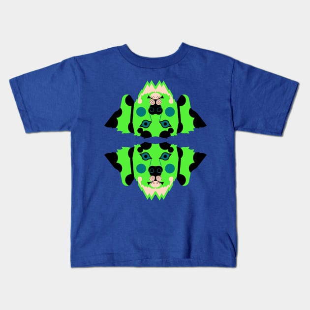 Dalmatian Dog Face, Lime Green Kids T-Shirt by AnimalMagic